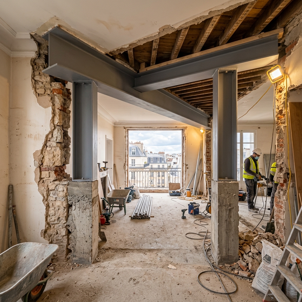 Ouverture de mur porteur avec pose d'IPN